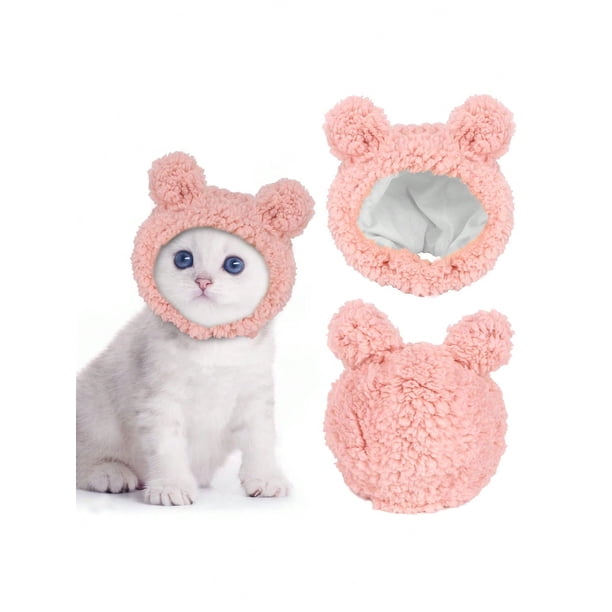 1pc-Cat Hat, Cute Plush Cat Head Cover, Small Dog Hat, Warm And Cold Protection