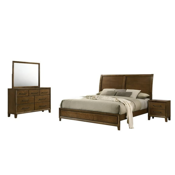 New Classic Furniture Ballard 4-Piece Wood King Bedroom Set in Walnut