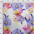 thumbnail image 2 of oneOone Georgette Viscose Lavender Blue Fabric Flower Watercolor Sewing Material Print Fabric By The Yard 42 Inch Wide, 2 of 4