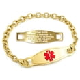 thumbnail image 1 of MedicEngraved Yellow Gold Stainless Steel Custom Medical Alert Bracelet - 5mm Oval Link, 1 of 7