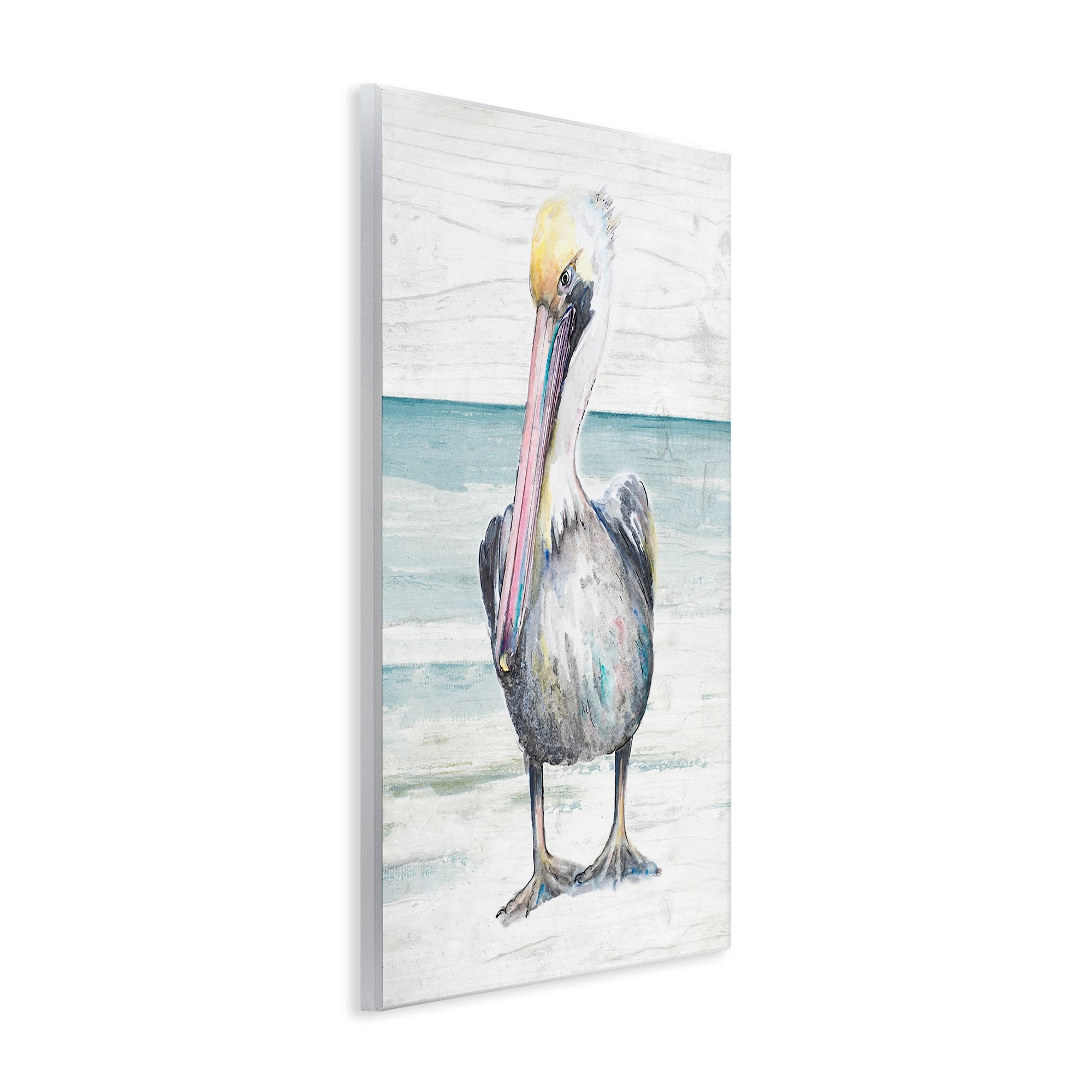 Stupell Industries Pelican Bird Standing Beach Sand Grain Pattern Graphic Art Unframed Art Print Wall Art, Design by Patricia Pinto