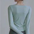 thumbnail image 5 of Camisetas de manga larga para mujer, para entrenamiento, ajustadas, elegantes, con temperamento, para tiempo libre, sencillas, lisas, para otoño, combinables, a la moda, con estilo y suaves., 5 of 5