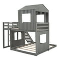 thumbnail image 5 of Wooden Twin Over Full Bunk Bed, Loft Bed with Playhouse, Farmhouse, Slide, Guardrails, Roof and Window Door, 5 of 8