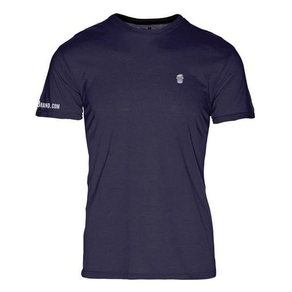 RecyclenBrand RM101NW-L Triblend Crew T-Shirt for Mens, Navy with White Logo - Large