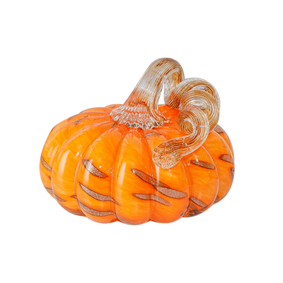 Hand Blown Glass Orange Pumpkin Figurines Crystal Pumpkin Home Decor Collectible Figurine Home Decorations for Tabletop