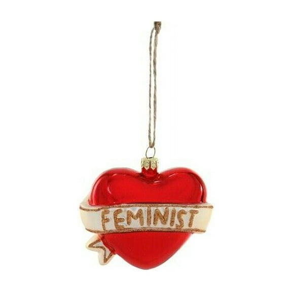 FEMINIST Red Heart Glass Christmas Ornament, by Cody Foster & Co.