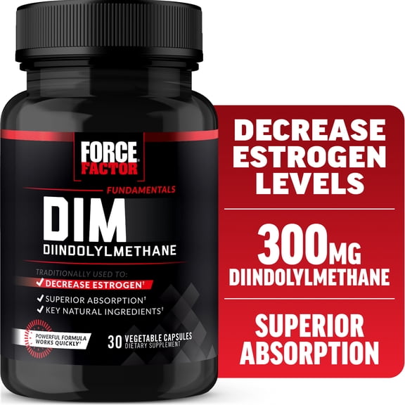 Force Factor DIM Supplement, 300mg Diindolylmethane to Help Decrease Estrogen in Men & Women, Support Hormone Health, Superior Absorption, 30 Capsules
