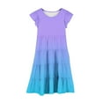 thumbnail image 3 of XQYLOS Girls Ombre Gradient Dress Flowy A-Line Silhouette Double-Layer Sleeve Summer Casual Dress for Juniors 6-15Y Breathable Beach Vacation Dress, 3 of 4