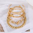 thumbnail image 3 of 4pc/set Heavy Metal Big Thick Chain Bracelet Set Women Retro Metal Twist Chain Bangles, 3 of 4