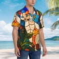 thumbnail image 3 of Fuzoiu Stained Glass Cat Art Print Hawaiian Shirt for Men, Summer Beach Casual Short Sleeve Button Down Shirts, Men’s Beach Summer Shirts with Pocket,X-Large, 3 of 7