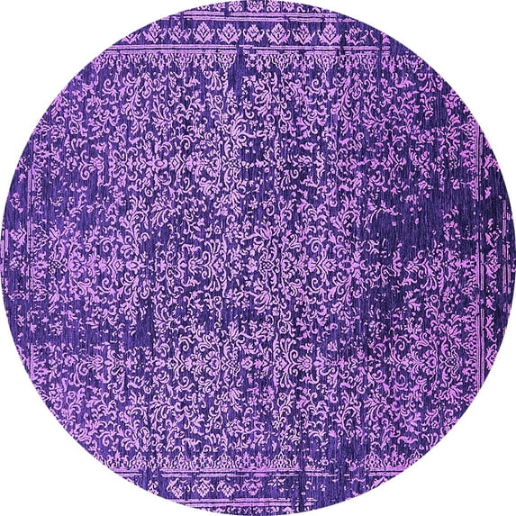Ahgly Company Indoor Round Oriental Purple Industrial Area Rugs, 8' Round