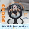 thumbnail image 4 of Electric Baby Swing for Infants ,Portable Baby Swing  with Timing Function 5 Swing Speeds Bluetooth Touch Screen,Music Speaker 12 Preset Lullabies for Babies 0-9 Months,0-20lb,Unisex,Black, 4 of 15