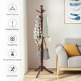 thumbnail image 6 of Costway Coat Rack Wooden Hall Tree 2 Adjustable Height w/ 9 Hooks Walnut, 6 of 10