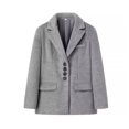 thumbnail image 2 of Chaqueta de lana rosa con bolsillos y solapa para mujer, abrigo elegante de manga larga, holgado, con botonadura única, prendas de vestir para exteriores, 2 of 5