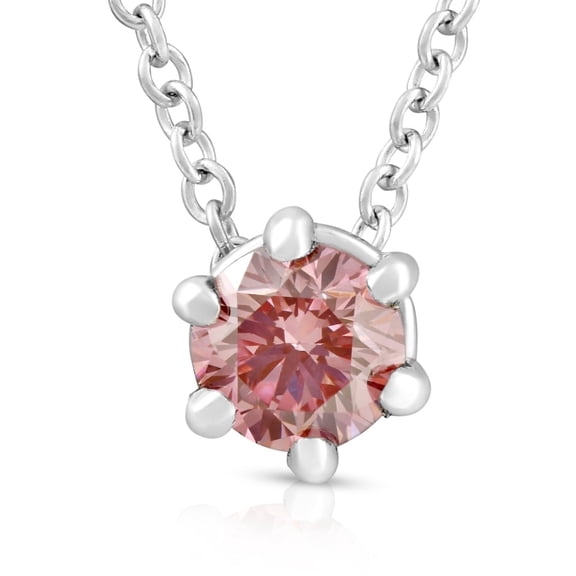 Pompeii3 1/4Ct Pink Diamond Solitaire Floating Pendant 14k White Gold Lab Grown Necklace