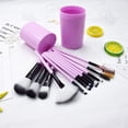 thumbnail image 4 of 12 Piece Makeup Brush Set Eyeshadow Eyelashes Highlighter Round Barrel Foundation Brush, 4 of 5