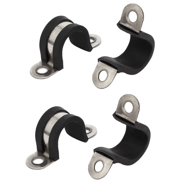 Clip de manguera en forma de U de acero inoxidable 304 con revestimiento de goma de 16 mm de diámetro, 4 piezas