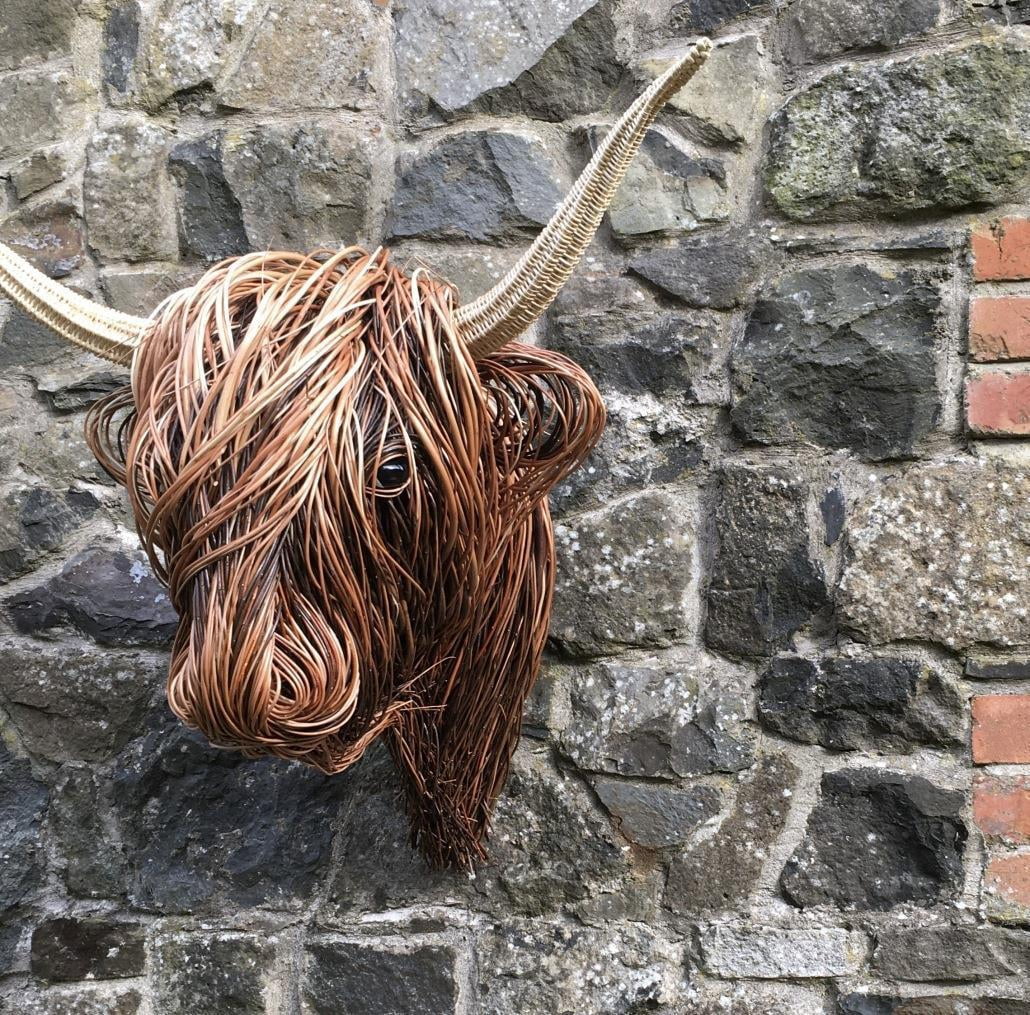 Highland Cow Decor, Resin Highland Cow Head Wall Mounted Decorations, Cute Highland Cow Decor, Bull Head Wall Decor Wall Art, Animal Heads Wall Sculptures Decor Gifts