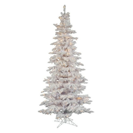 Flocked White Slim Pre Lit Christmas Tree Walmart Com