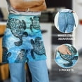 thumbnail image 4 of WIRESTER Unisex Fashionable 3-pocket Half Waist Apron Chef Catering Cooking Baking Kitchen Adjustable 2 Long Strings - Ocean Sea Turtles, 4 of 6