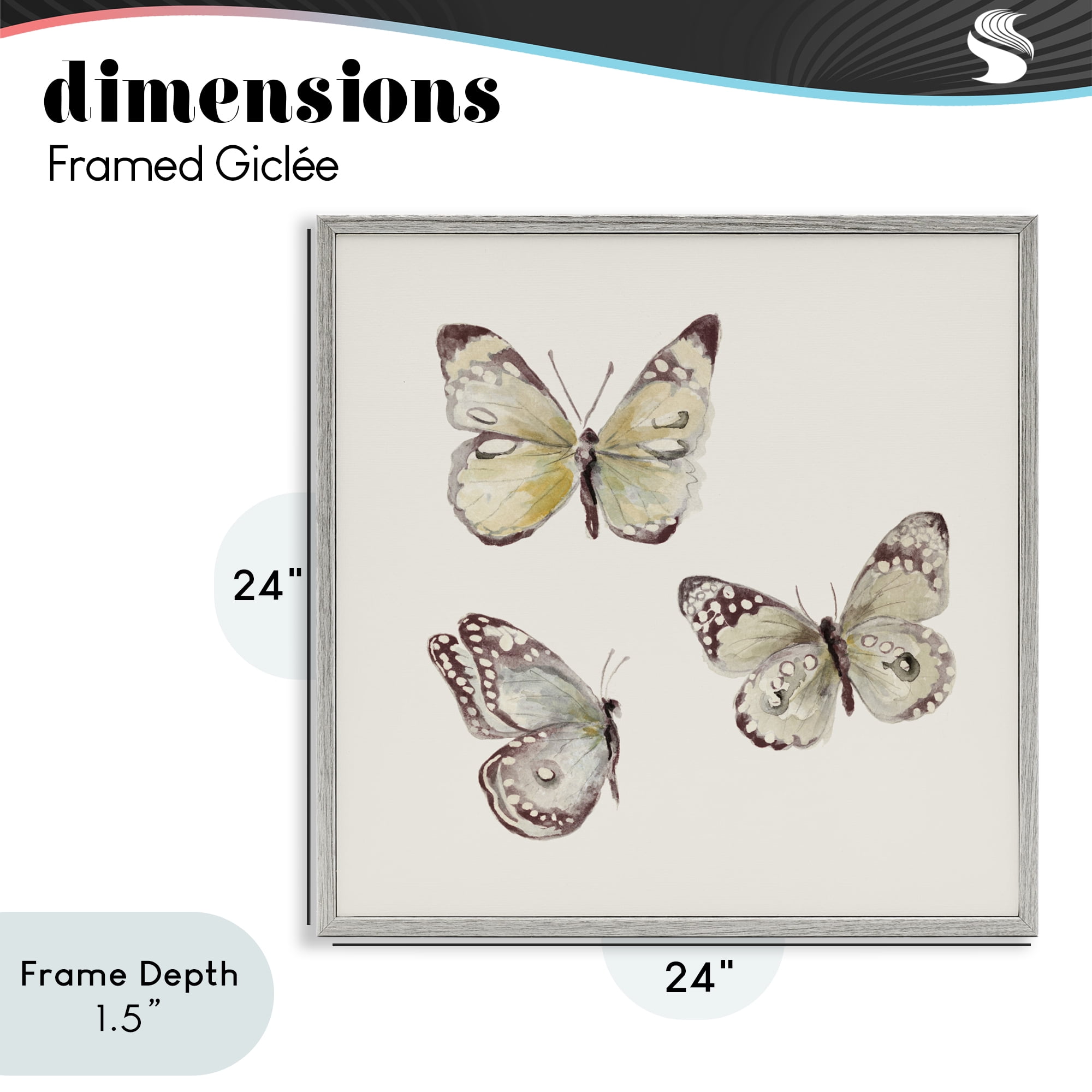 Stupell Industries Delicate Butterflies on Beige Gray Framed Giclee Art, design by Patricia Pinto