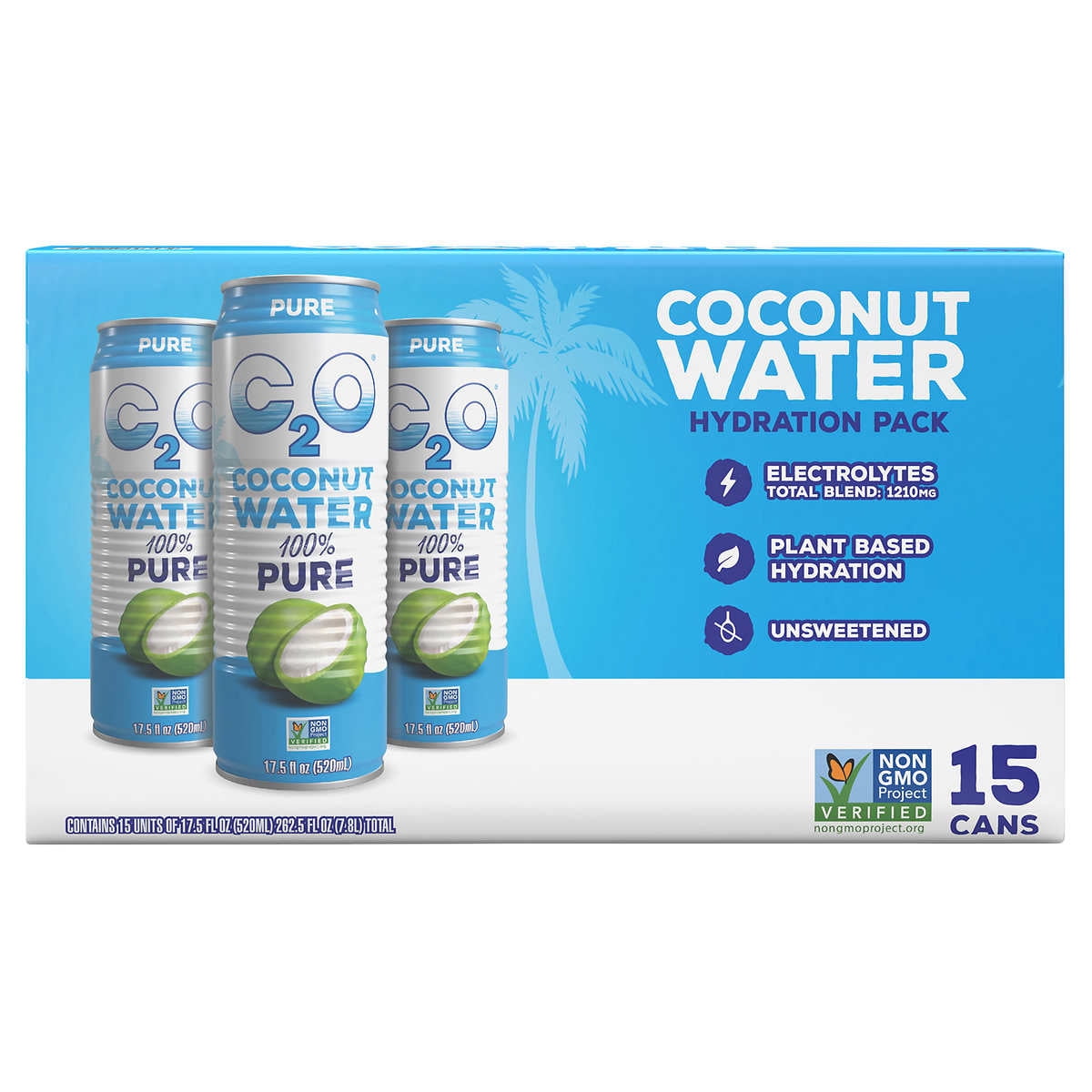 C2O Coconut Water Hydration Pack, 100 Pure, 17.5 Fluid Ounce (Pack of