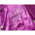 thumbnail image 4 of Beezizac Little & Big Girls Pajama Set Size 12 - Bright Pink Satin Silky Cute Summer Shorts Outfit, 4 of 7