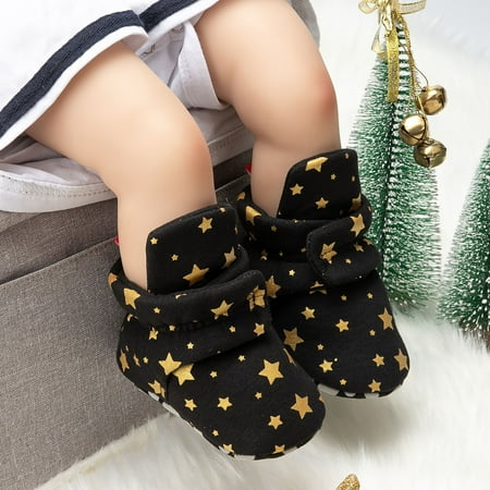 

Quealent Baby Booties Winter Baby Boys Girls Soft Plush Slippers Cartoon Toddler Infant Warm Winter House Shoes Black 12 Months