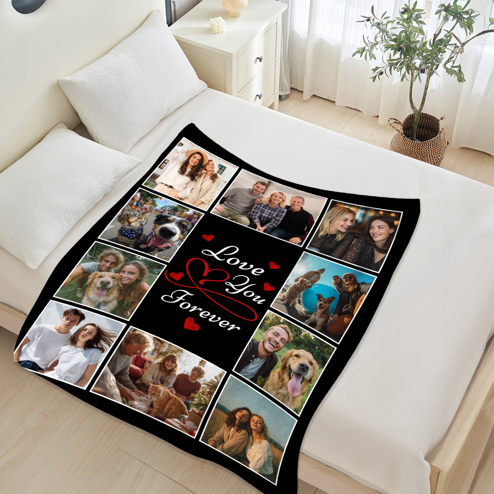 JML Custom Blanket Soft Flannel Twin Blanket - Personalized Photo & Text Throw, Multiple Sizes for Family, Pets, & Adults