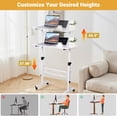 thumbnail image 4 of Moblie Standing Desk, Height Adjustable Sit Stand Table, Rolling Table Standing Desk Computer Workstations Pottable for Home Office, White, 4 of 6