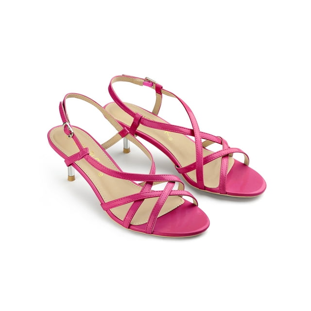 BLISSFUL STEP Sandales à Talons Aiguilles à Brides Slingback pour Femmes Rose Vif 9