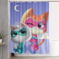 thumbnail image 1 of Cortina de ducha Superkitties con diseño de dibujos animados, con 12 ganchos, impermeable, lavable, de poliéster, para decoración del baño, 60 x 72 pulgadas, de hierro, 1 of 8