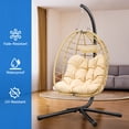 thumbnail image 5 of Uforic Outdoor Wicker Egg Chairs Indoor with Steel Stand for Patio, Bedroom, Garden and Balcony, Beige, 5 of 6