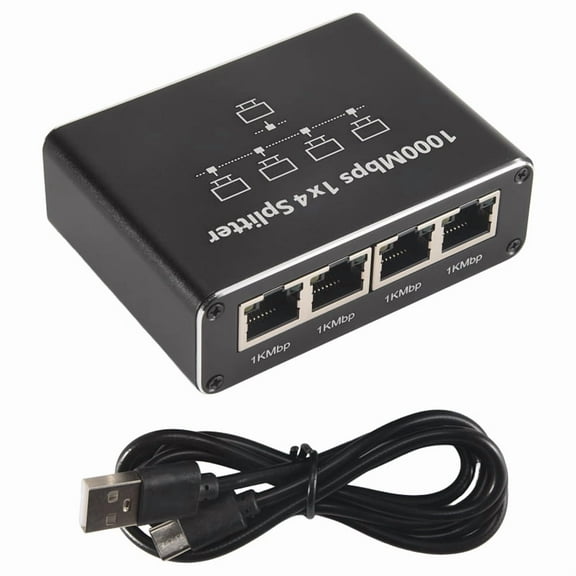 5 Port Gigabit Ethernet Switch with USB Power Cable, 1000Mbps Ethernet Splitter 1 to 4 Out , for Cat 5/5E/6/7/8