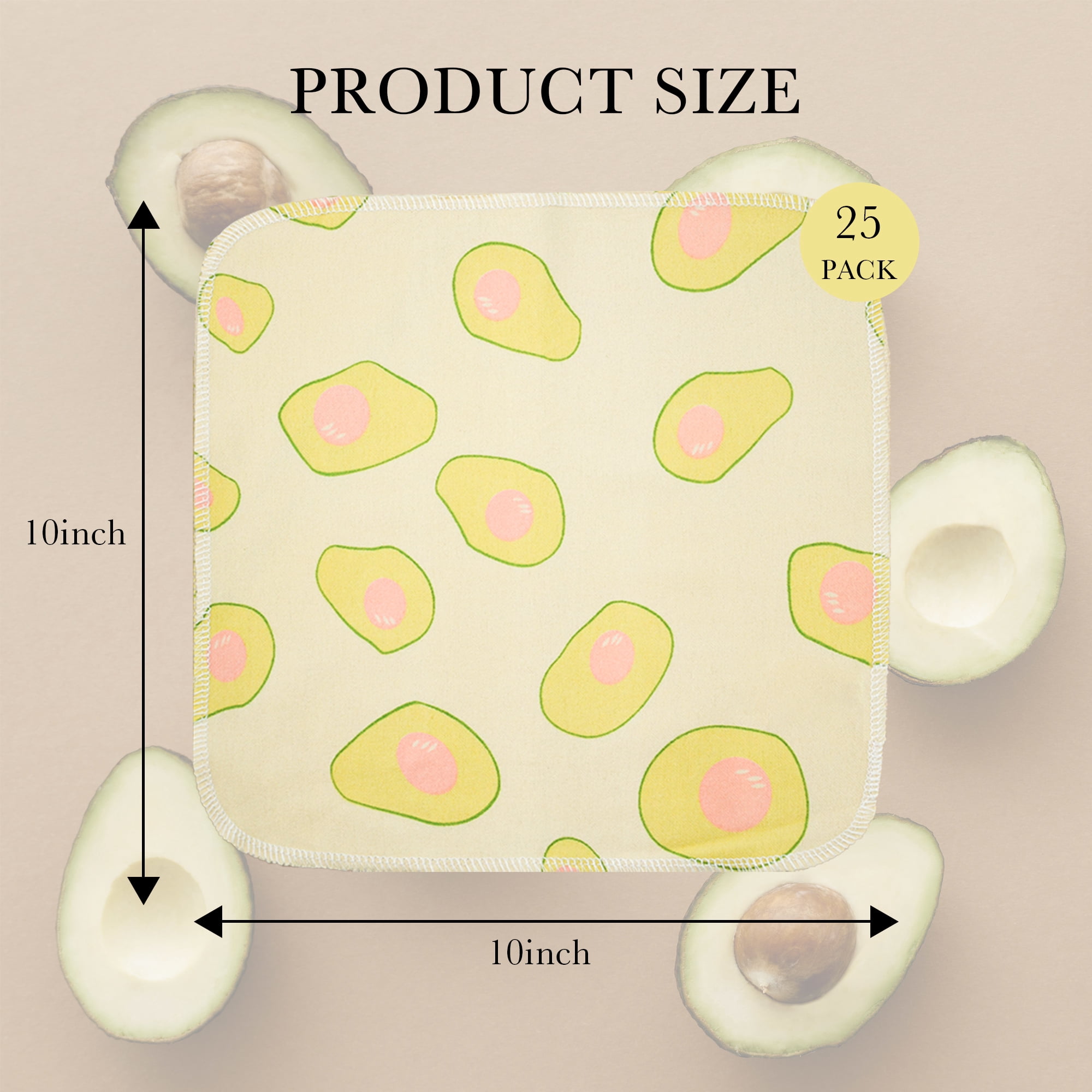 Minasuki 25 Pack Reusable Paper Towels - Paperless Paper Towels Washable Kitchen Cloth Zero Waste 10"x10", Avocado