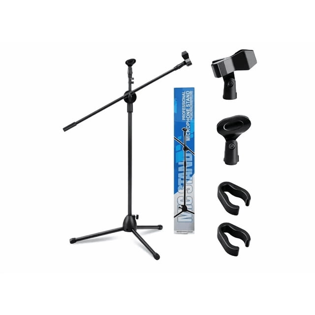 Pedestal Para Microfono Xtellar color negro Base Doble Boom Atril Profesional