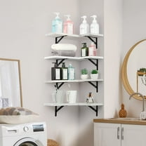 MOP 15.75" x 11.81" Grey-White Rustic Wood Corner Floating Shelves (4 Count)