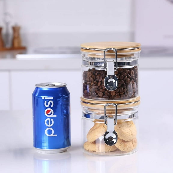 Borosilicate Glass Canisters with Airtight Lids - 16 Floz 2 Piece Set for Food Storage