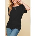 thumbnail image 3 of Made by Johnny Women's Dolman Drape Top with Side Shirring L BLACK, 3 of 6