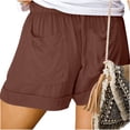 thumbnail image 5 of Ichuanyi Womens Comfy Drawstring Splice Casual Elastic Waist Pocketed Loose Shorts Pants, 5 of 8