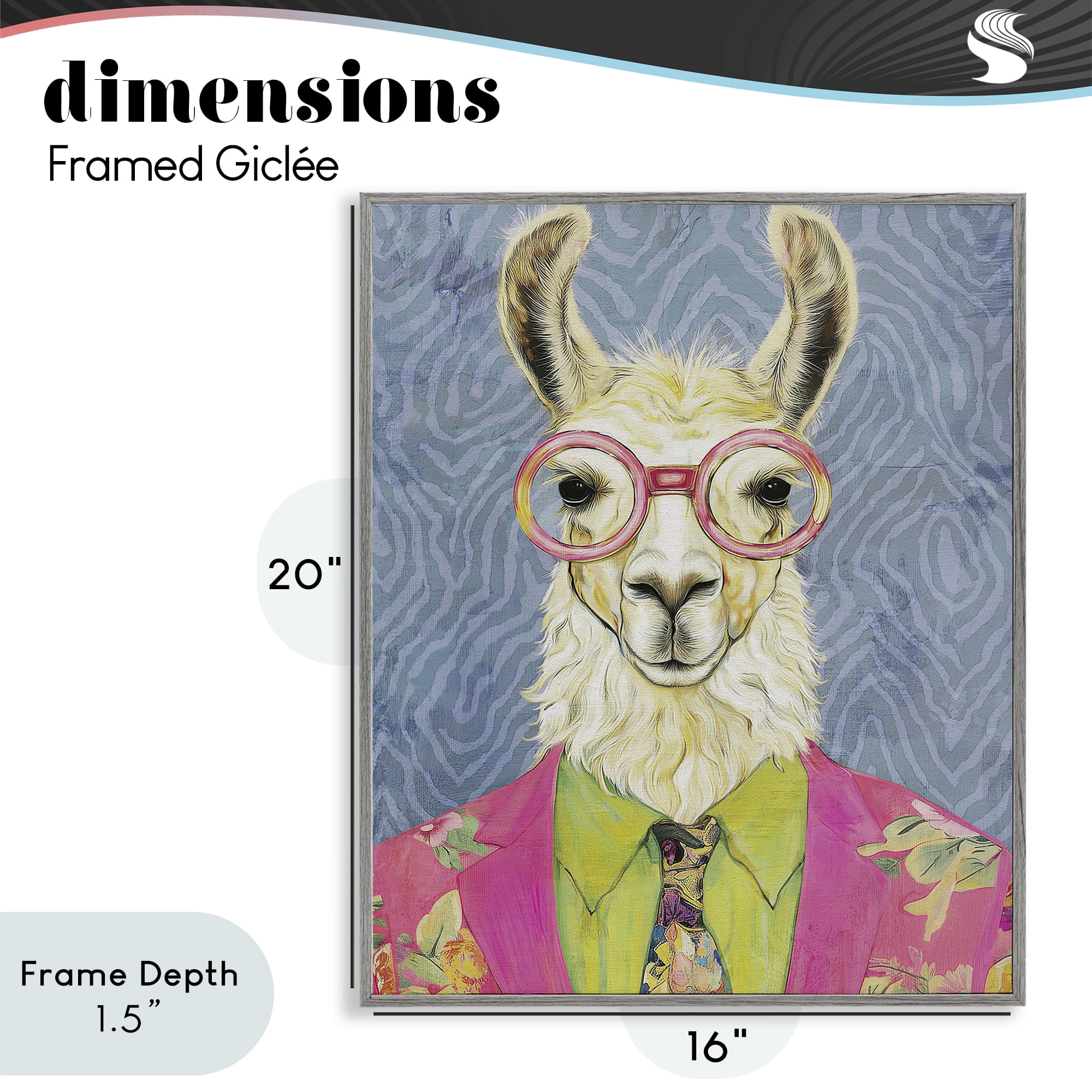 Stupell Industries Bright Gaze Llama Gray Framed Giclee Art, design by Svetlana Aleynikova