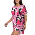 thumbnail image 2 of Lsque Panda Heart Valentine Pink Women's Short-Sleeved Pajama Set - 2 Piece Soft and Lightweight Sleepwear Set-Medium, 2 of 9