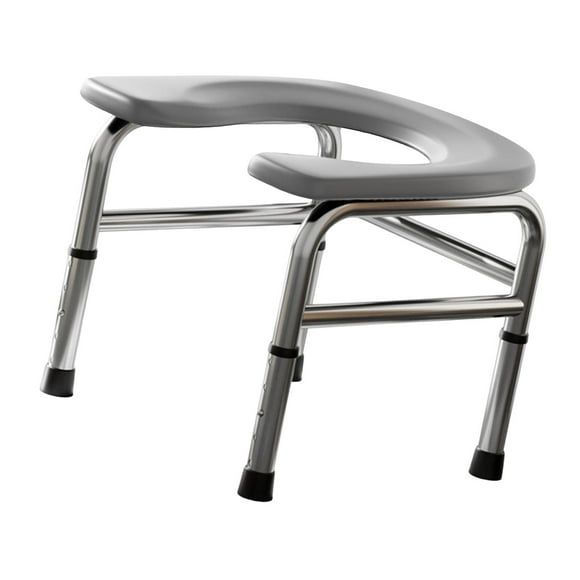 Asiento de inodoro con inodoro, taburete con base estable, para baño, fácil de lavar, grueso y portátil. Gris