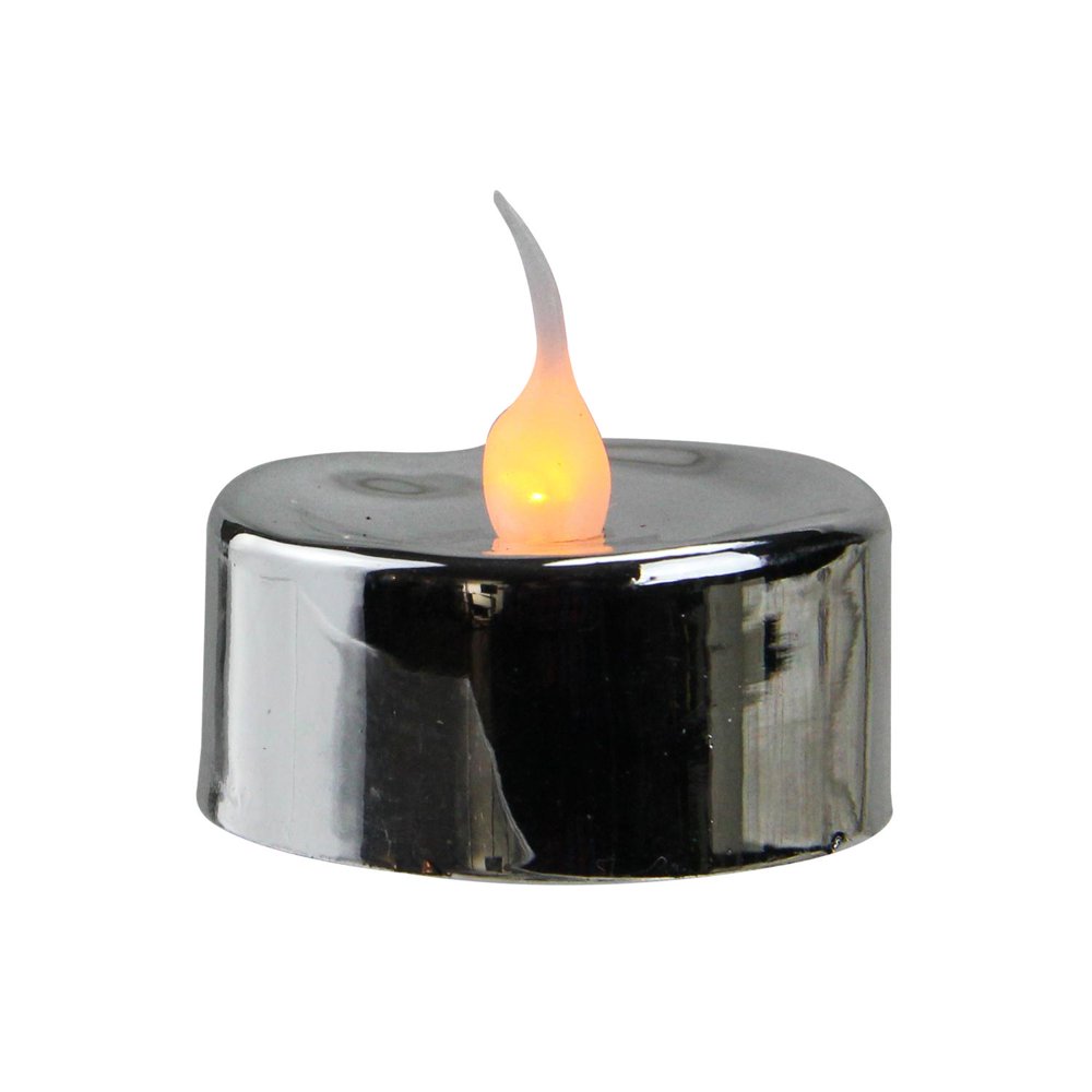 3 LED Lighted Battery Operated Flicker Flame Silver Christmas Tea Light