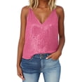 thumbnail image 6 of GEWSEY Womens Full Sequin Tank Tops Glitter Club Party Sleeveless Shirt Sparkle Blouses V-Neck Loose Shimmer Vests (Hot Pink, XL), 6 of 7