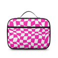 thumbnail image 2 of Pink and White Wavy Checkered Pattern Insulated Lunch Bag Teens,Bento School Lunch Bag for Teens for Work,Picnic or Travel 10.6x7.7x4.3 Inches,12 Can Capacity, 2 of 6
