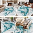 thumbnail image 5 of Large Area Rugs for Living Room Bedroom, White Teal Marble 8'x10' Rug Washable Carpet Runner Indoor Outdoor, Modern Abstract Art Marble Fluid Non Slip Floor Mats Rug for Kitchen, Patio, 5 of 8
