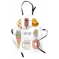 thumbnail image 1 of Cartoon Apron, Cats Cafe Hand Drawn in Food Illustration Pizza Ice Cream Cupcakeness Theme, Unisex Kitchen Bib with Adjustable Neck for Cooking Gardening, Adult Size, Multicolor, by Ambesonne, 1 of 4