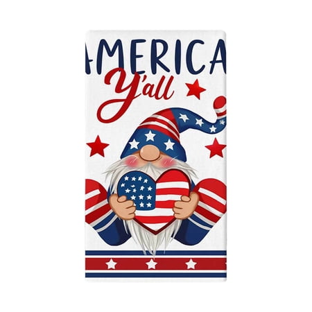 Guodhu Independence Day Kitchen Towel - 23.6x15.8 Inch Absorbent Polyester Dish Towel for Cooking Baking Patriotic Table Decor(Multicolor X)