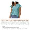 thumbnail image 4 of Camisas de satén de manga corta con cuello en V para mujer, blusa holgada de manga corta con volantes de Color puro informal a la moda de verano para mujer, 4 of 6